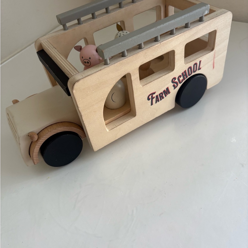 Wooden Farm School Bus Toy
